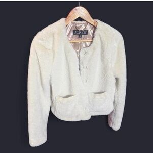 J.Crew Ivory Teddy Sherpa Jacket Cozy Cropped Faux Fur Soft Fleece